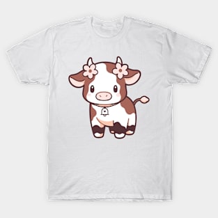 Floral Kawaii Cow T-Shirt